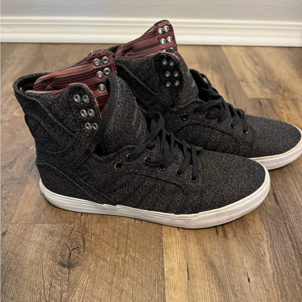 Supra Charcoal and Burgundy High-Top Sneakers